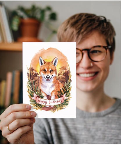 Happy Birthday cute dingo watercolour