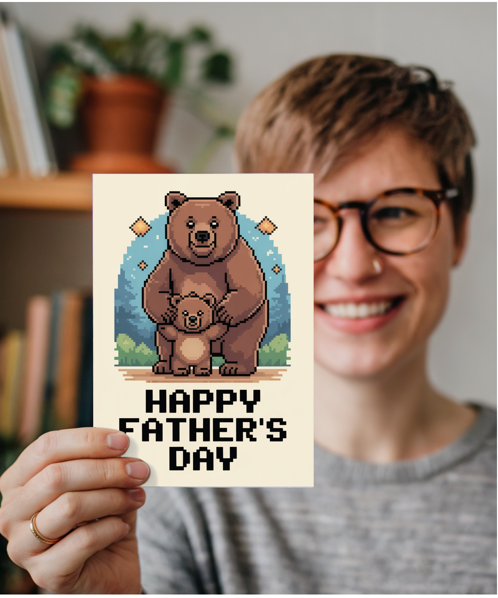 Fathers day pixel brown bears