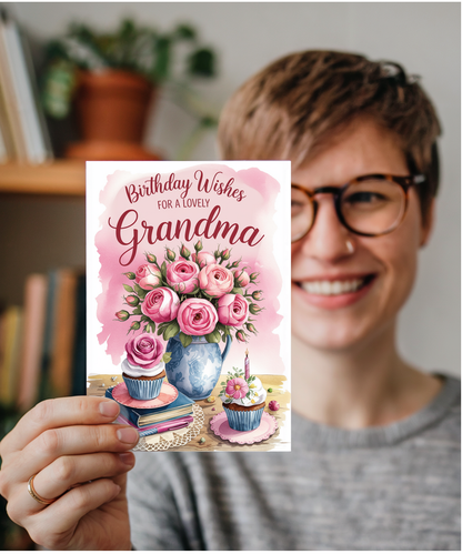 Birthday Wishes for a Lovely Grandma with Bouquet
