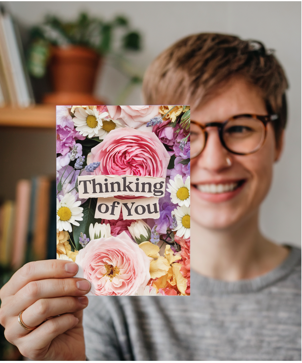 Thinking of You Card with Flower Bouquet for Wife Girlfriend Best Friend