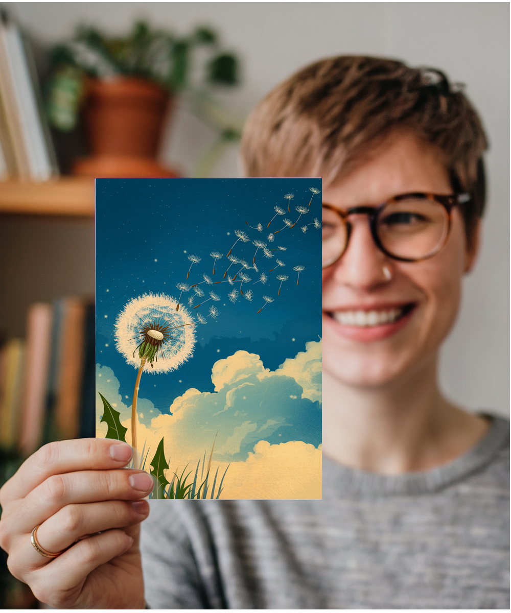 dandelion blowing in the wind