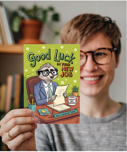 Good Luck in Your New Job Card with Cheerful Meerkat at Work