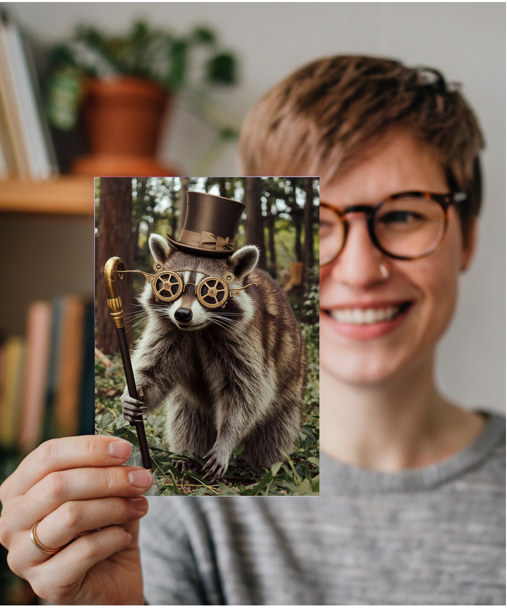 Raccoon in Steampunk Glasses