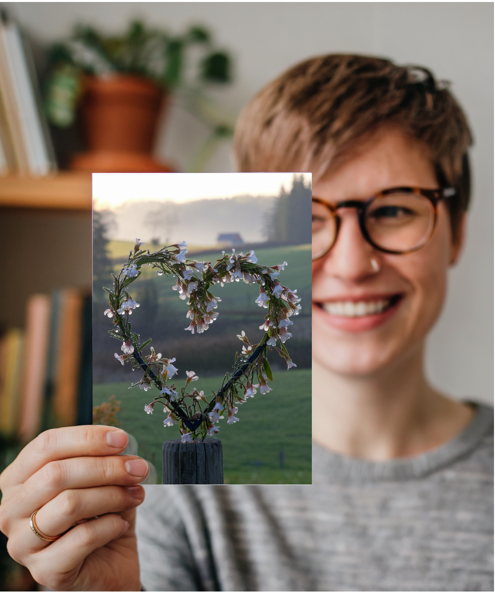 heart-shaped wreath made of wildflowers