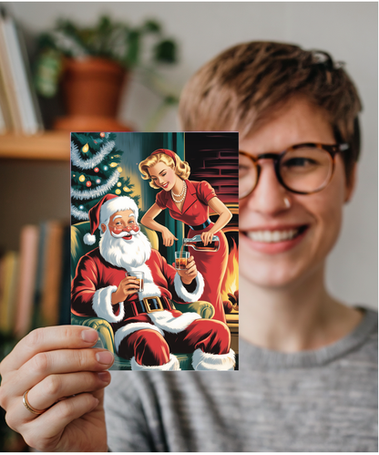 Christmas mummy serving santa some whisky