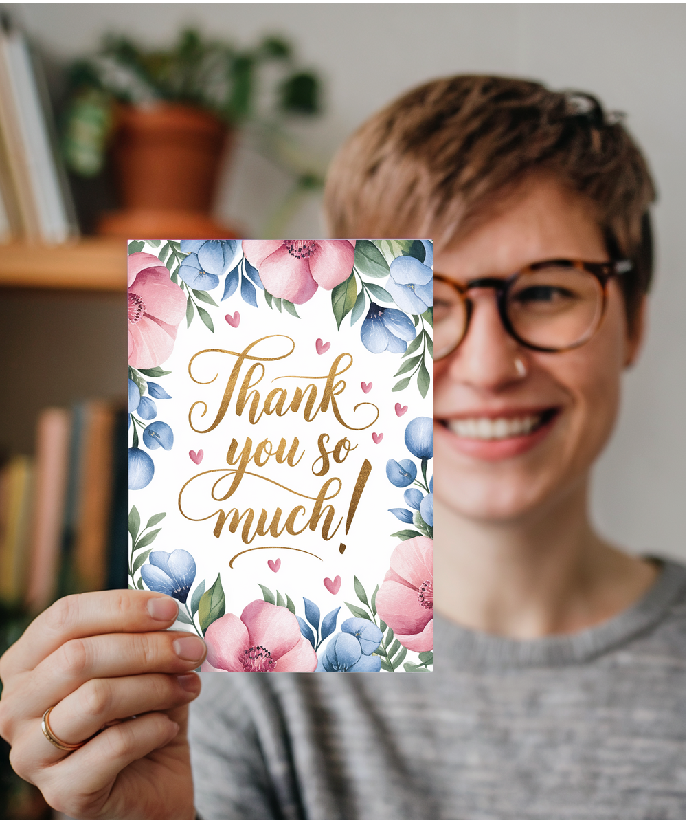 Thank You So Much Card floral Roses design
