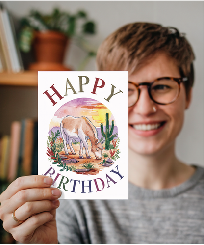 Happy Birthday cute burro watercolour