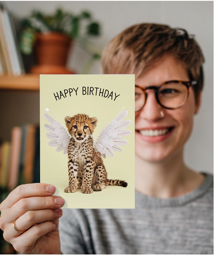 Birthday Card Cheetah with wings