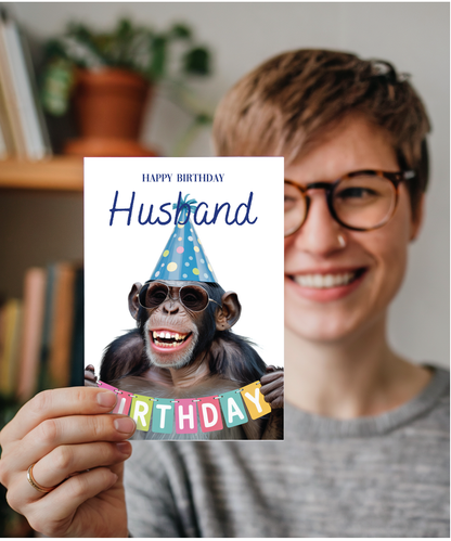Chimpanzee happy birthday Husband