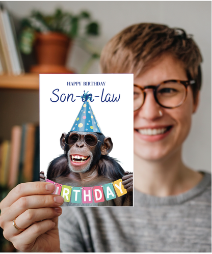Chimpanzee happy birthday son-in-law