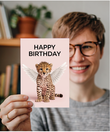 Birthday Card Cheetah With Wings