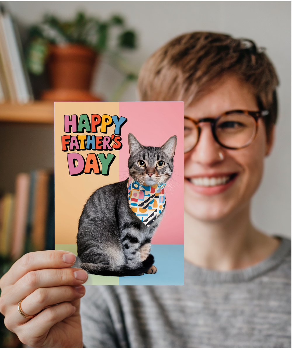 Happy Father's Day with Cat with a Tie