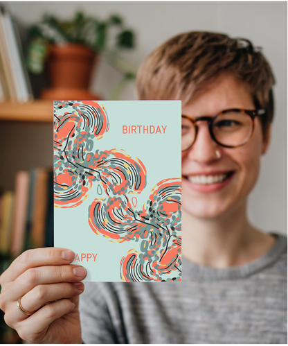 Happy Birthday Card for her pastel light blue