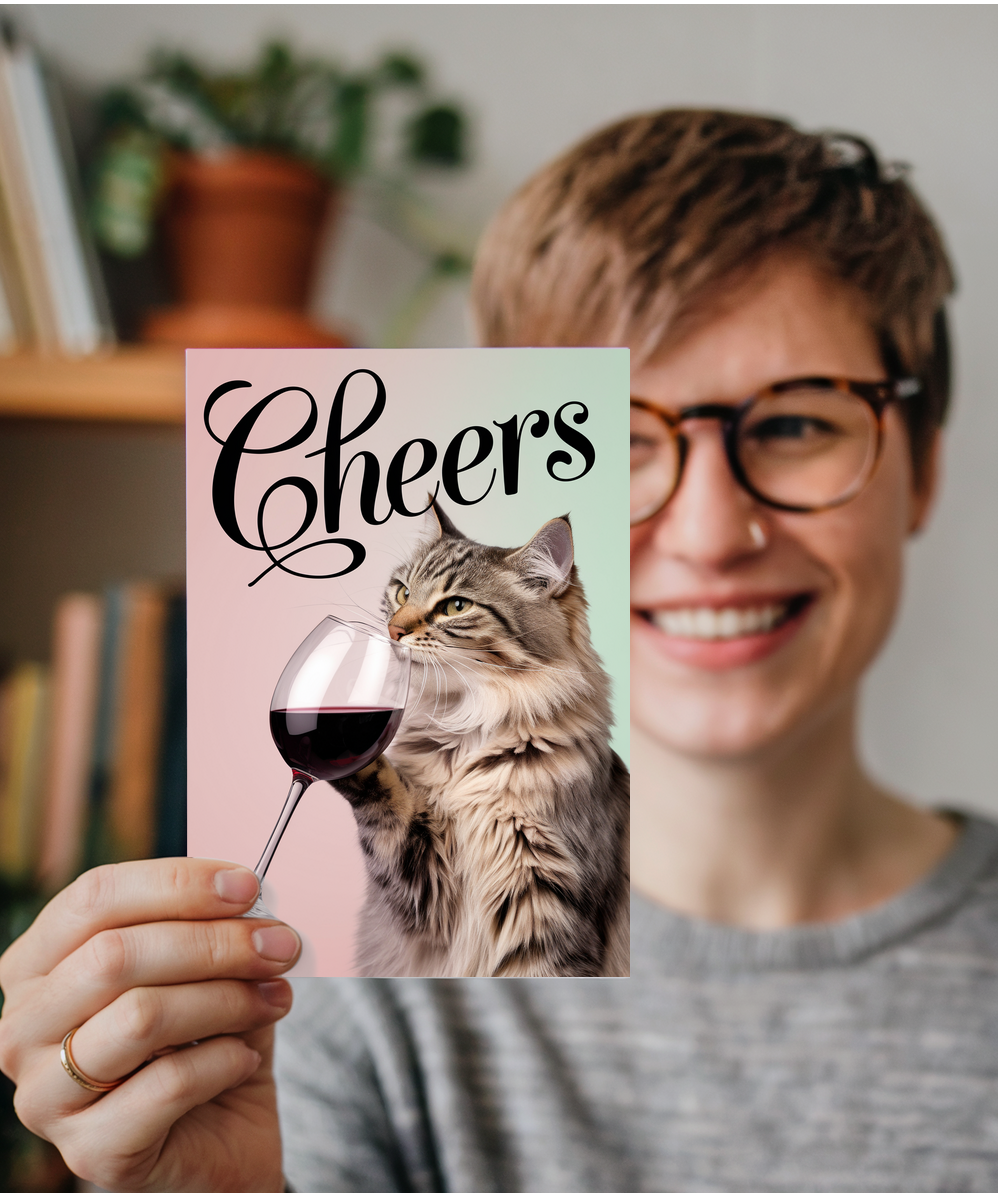 Cheers with Cat with a Glass of Wine