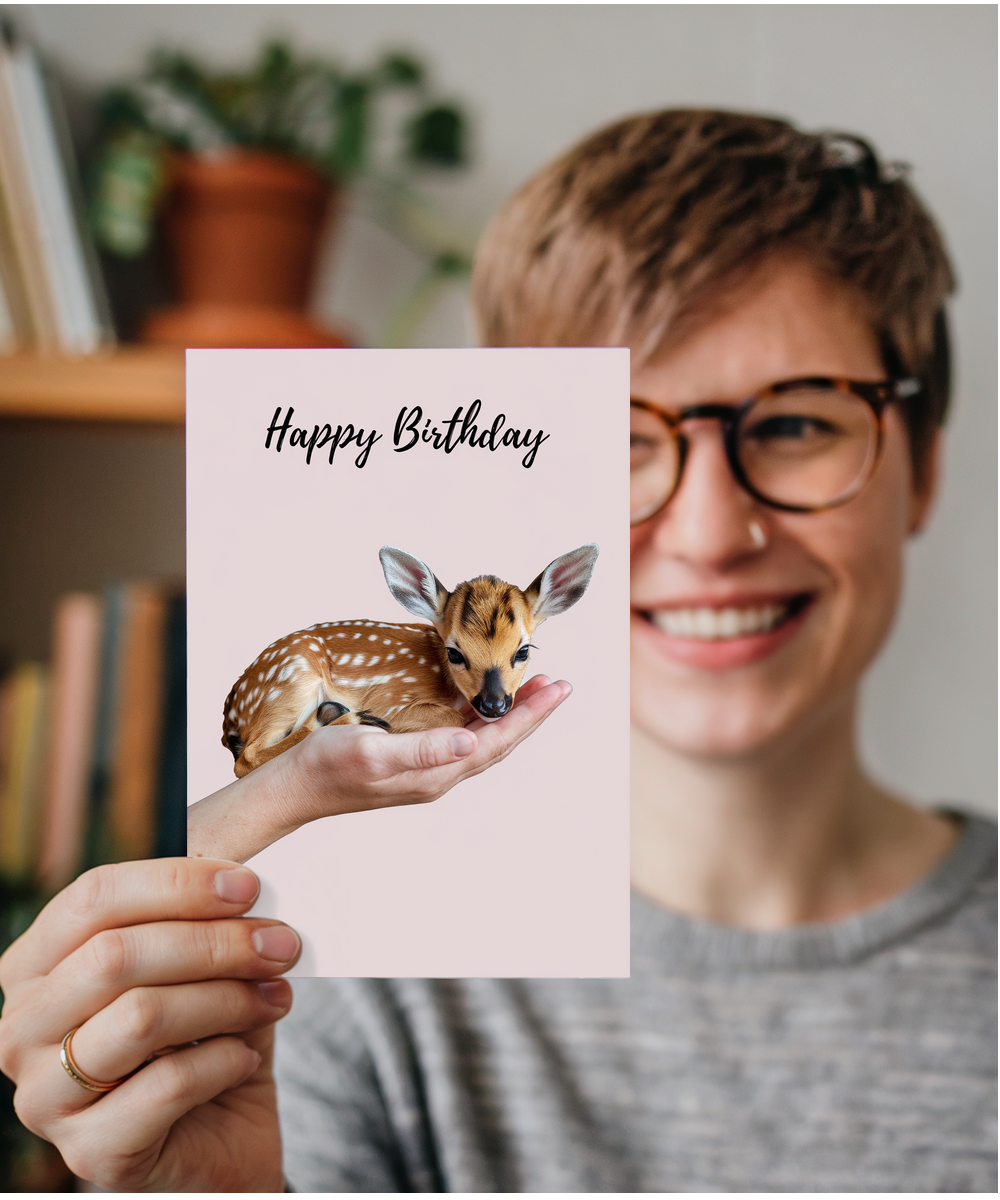 Birthday card Miniture fawn cute funny