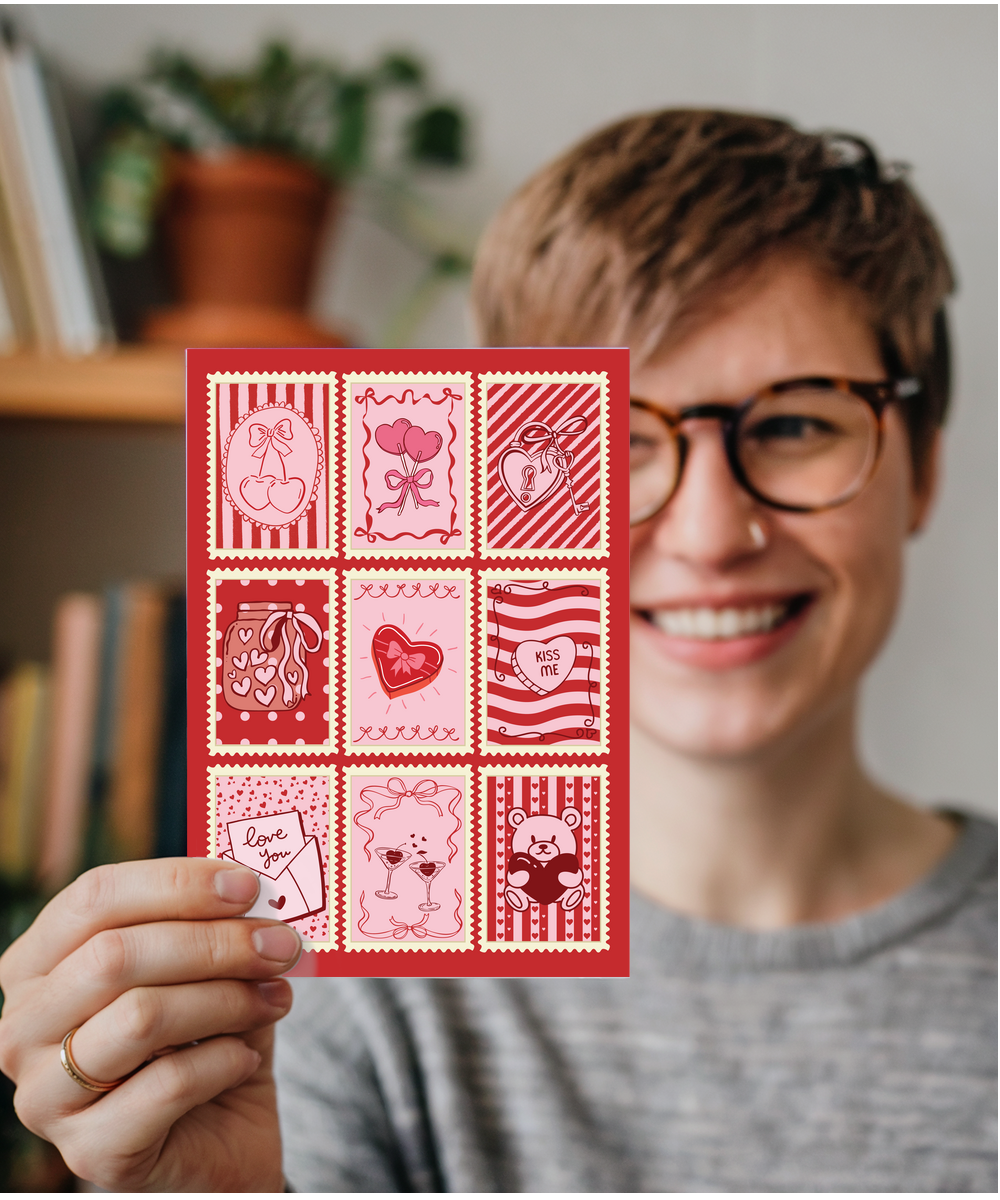 Valentines post stamps