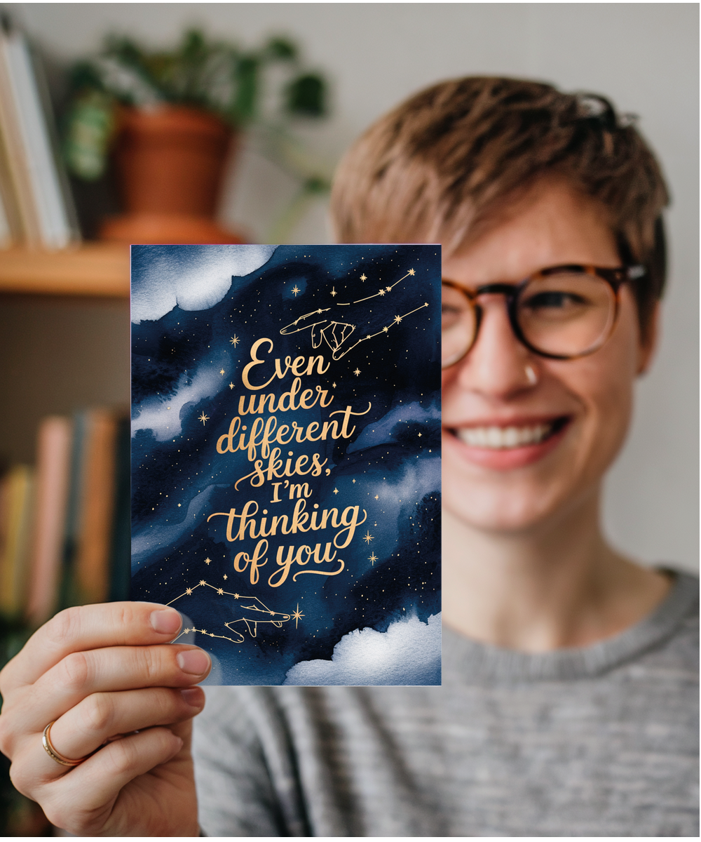 Thinking of You Card for Girlfriend Boyfreind Best Friend Under a Different Sky