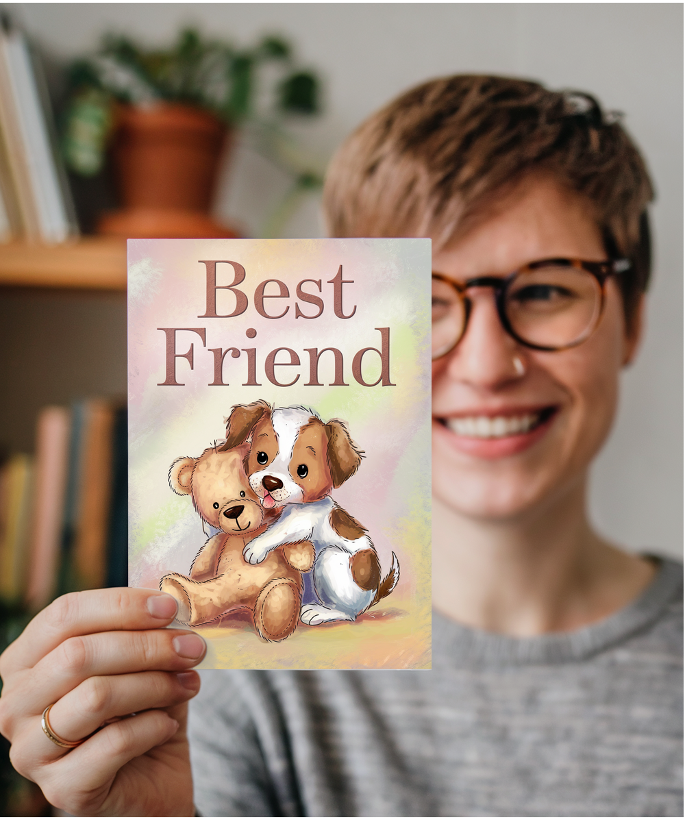 Best Friend - Puppy with a Teddy Bear