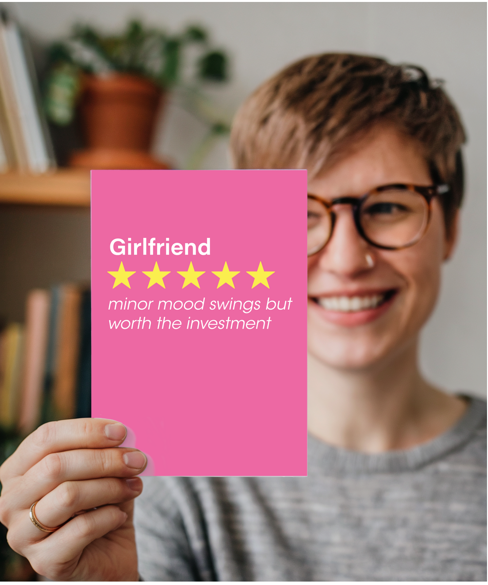 Funny Review Card for Girlfriend Comes With Minor Mood Swings