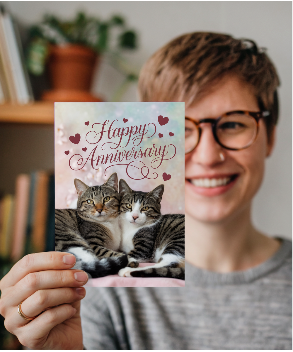 Happy Anniversary with Loveable Cat Couple
