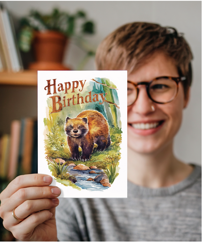 Happy Birthday cute wolverine watercolour