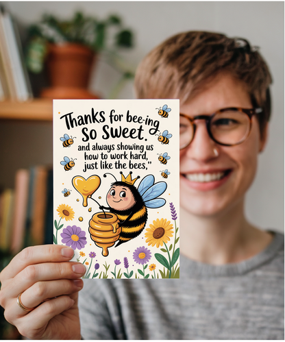 Thank You Card Student Teacher Thanks for Bee ing So Sweet