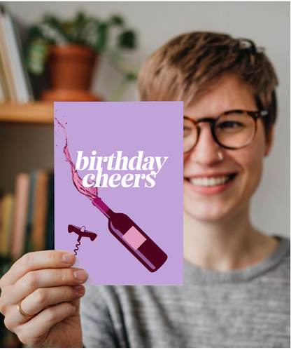 Birthday Cheers Card for her red wine