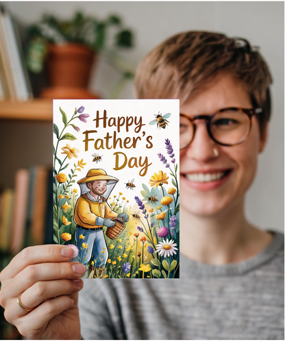 Happy Fathers Day Card for a Dad who Loves Bee Keeping and Nature