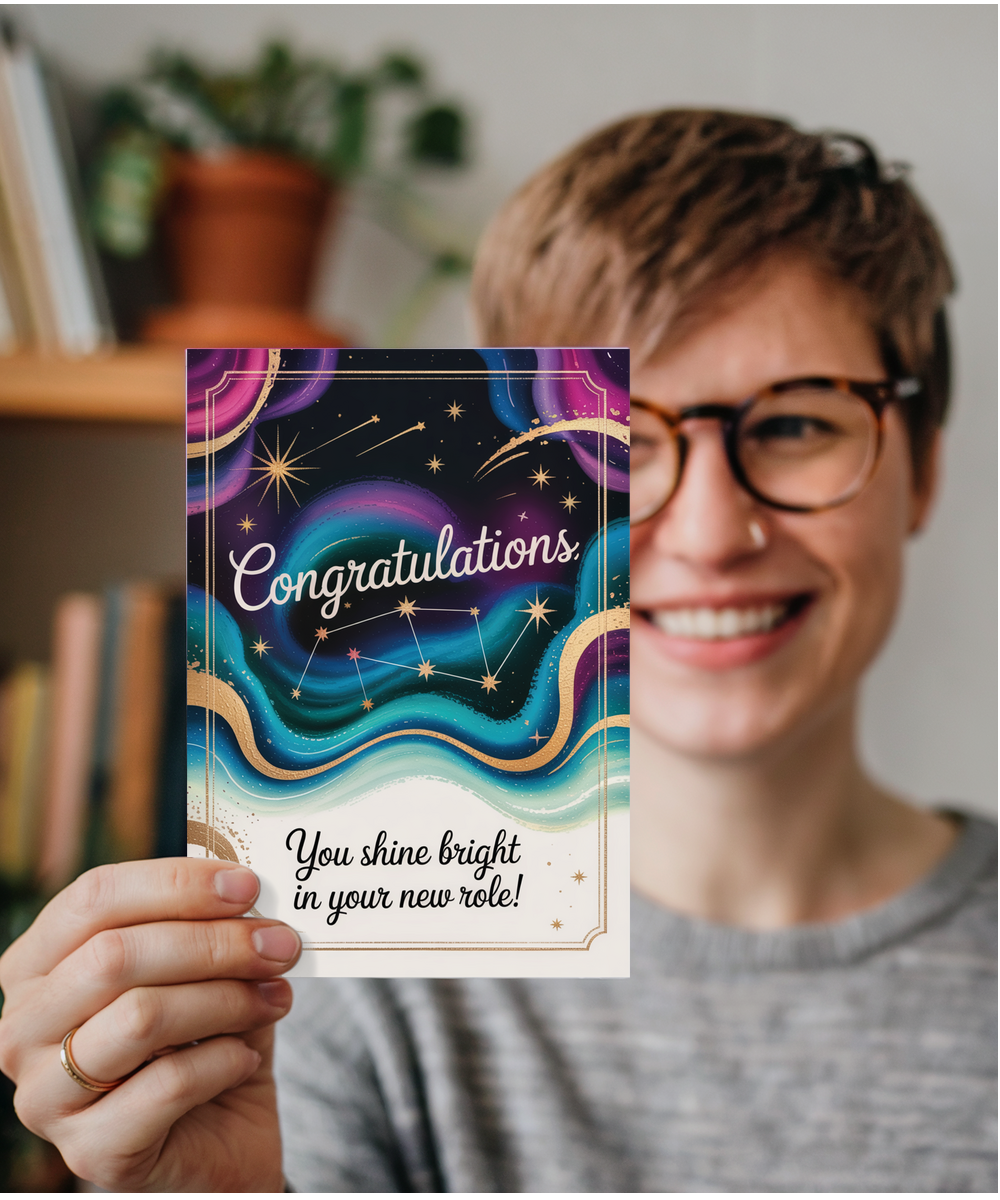 New Job Card Congratulations You Shine Bright in Your New Role