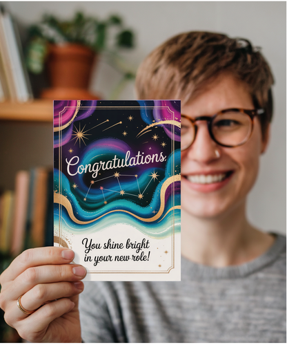 New Job Card Congratulations You Shine Bright in Your New Role
