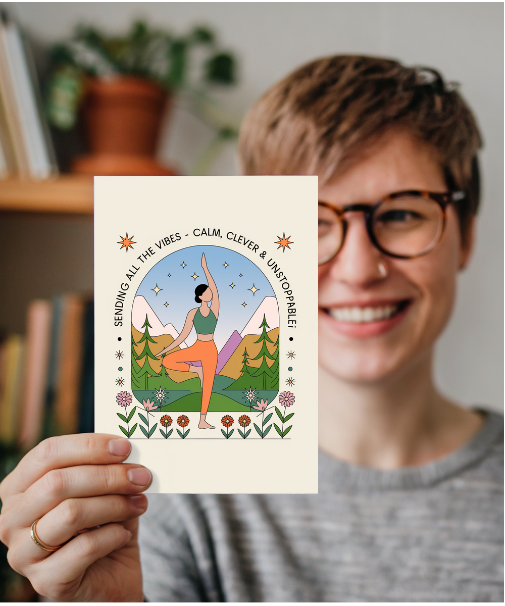 Yoga Card Sending All the Vibes Calm, Clever & Unstoppable