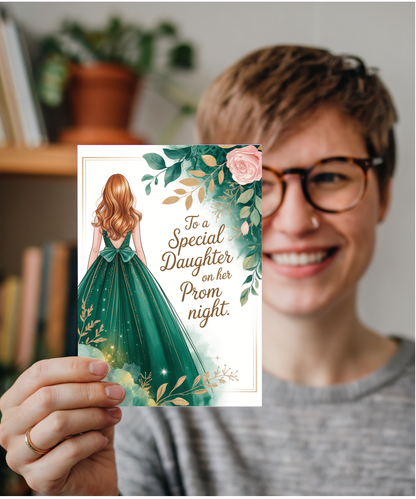 to a special daughter on her prom night emerald green