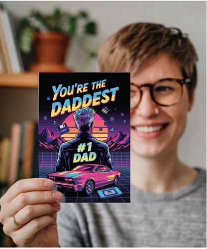 Happy Fathers Day Card Retro Style Youre the Daddest Number One Dad