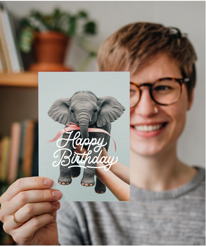 Birthday card Mini Elephant cute funny