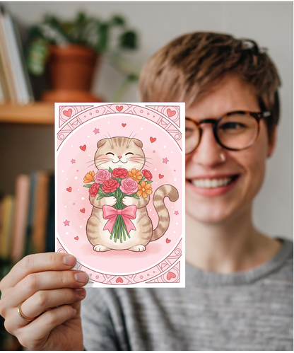 British fold cat flowers valentine's day Happy Birthday Happy Mother's day