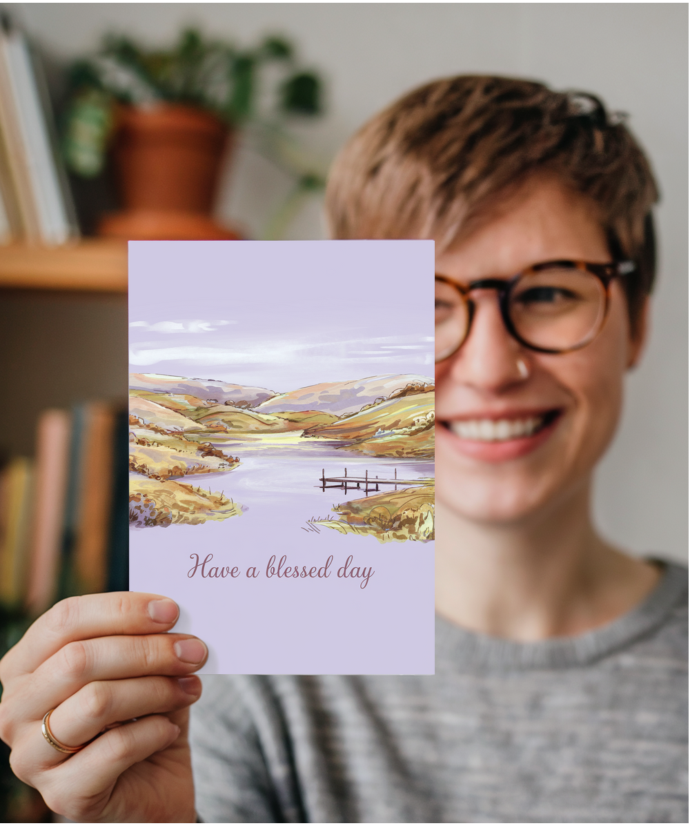 Have a Blessed Day Card rolling hills