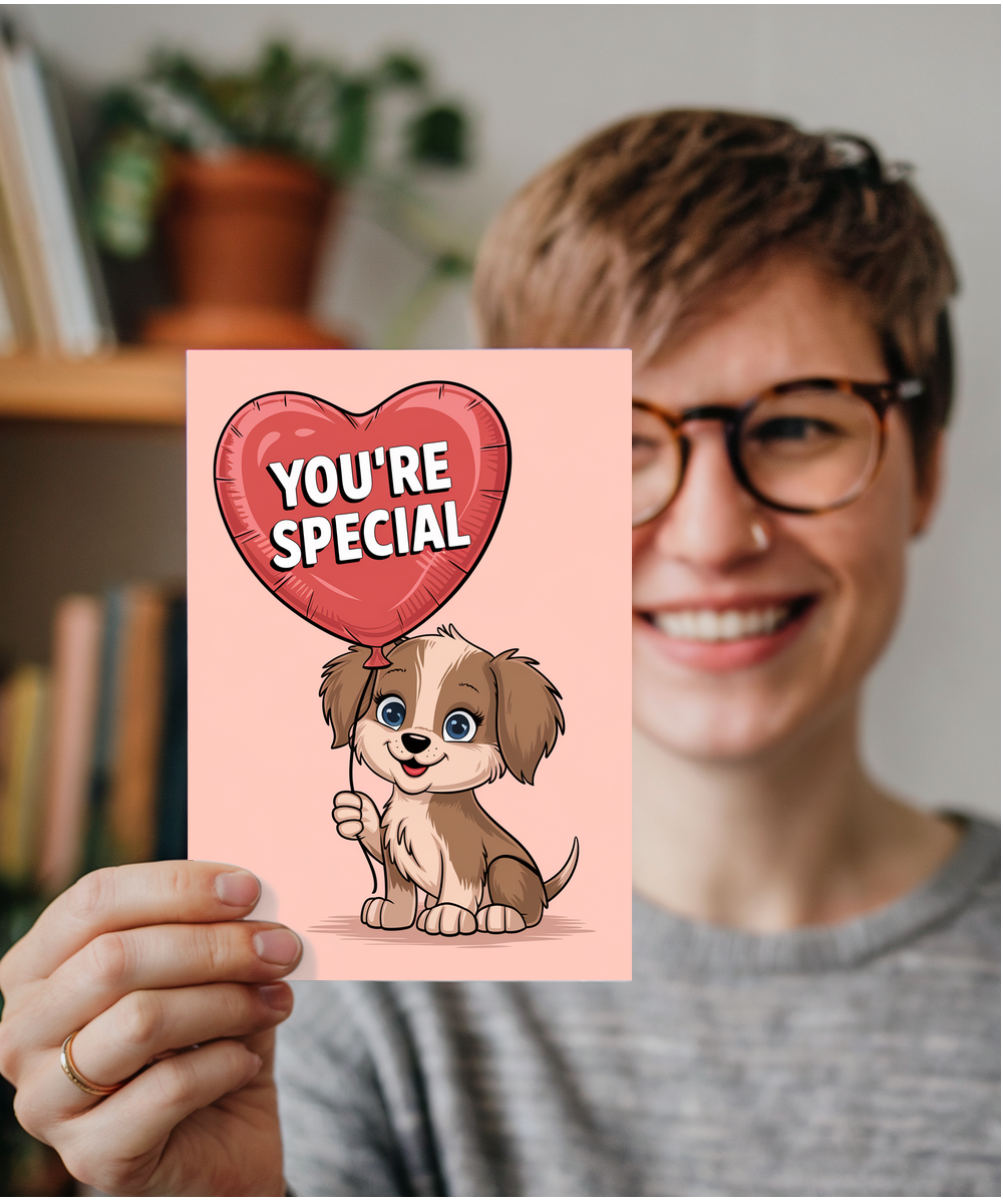 You're Special - Puppy with a Heart Balloon