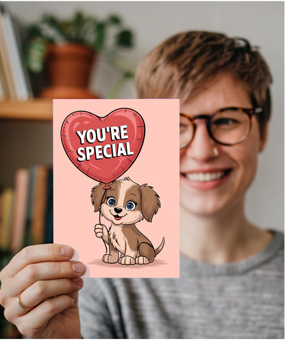 You're Special - Puppy with a Heart Balloon