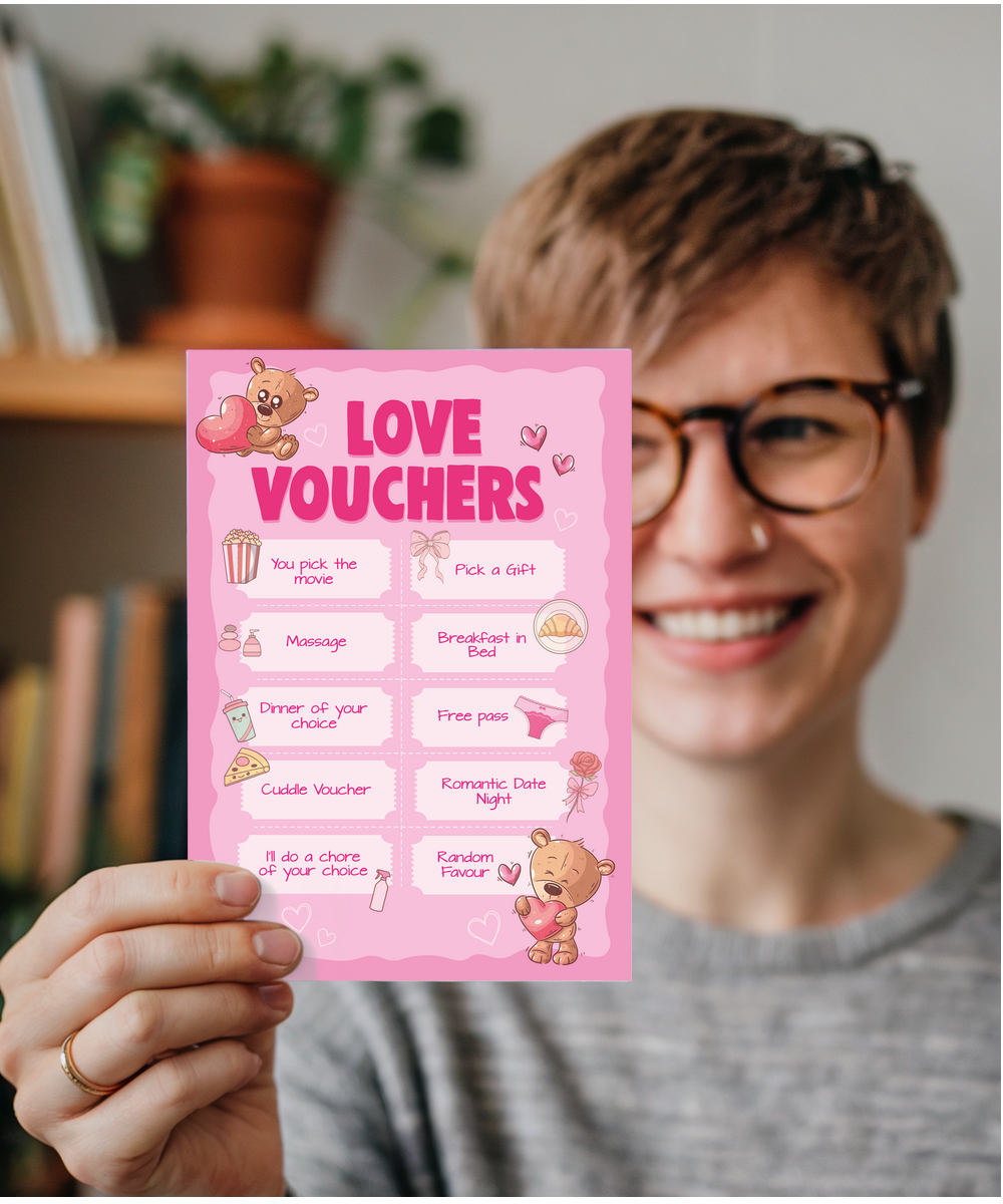 Love Voucher Card Fun Couple Things for Valentines or Anniversary Gift