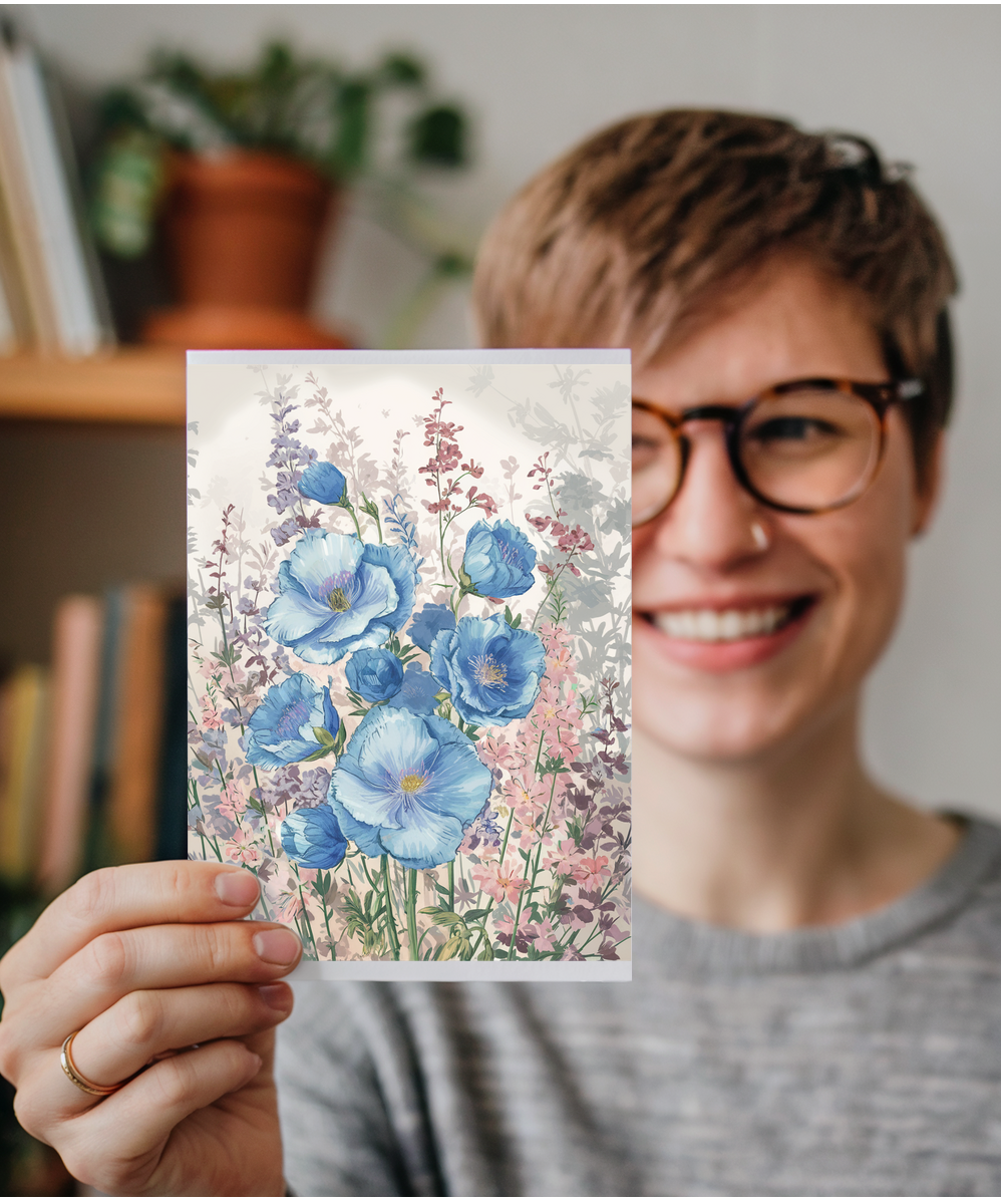 Garden with blue flowers