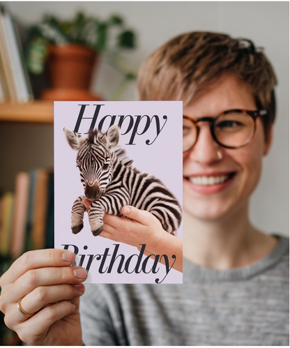 Birthday card Miniture Zebra cute funny