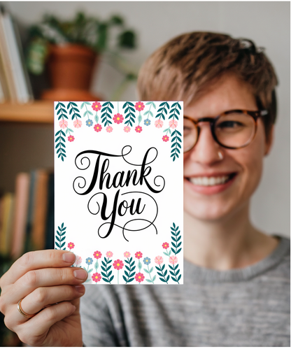 Thank You - Floral and Leaf Border