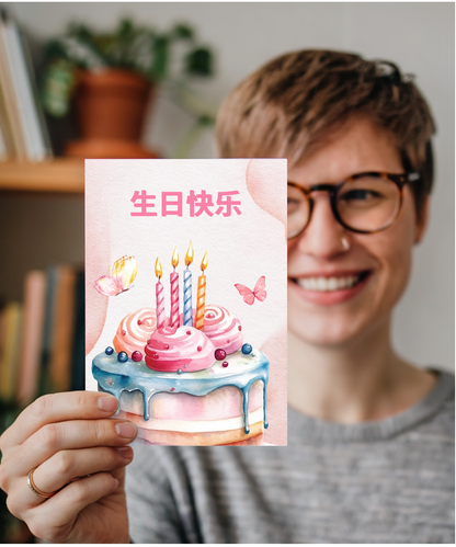 girly happy birthday Chinese mandarin butterfly