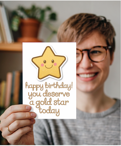 Birthday Card for Teacher You Deserve a Gold Star Today