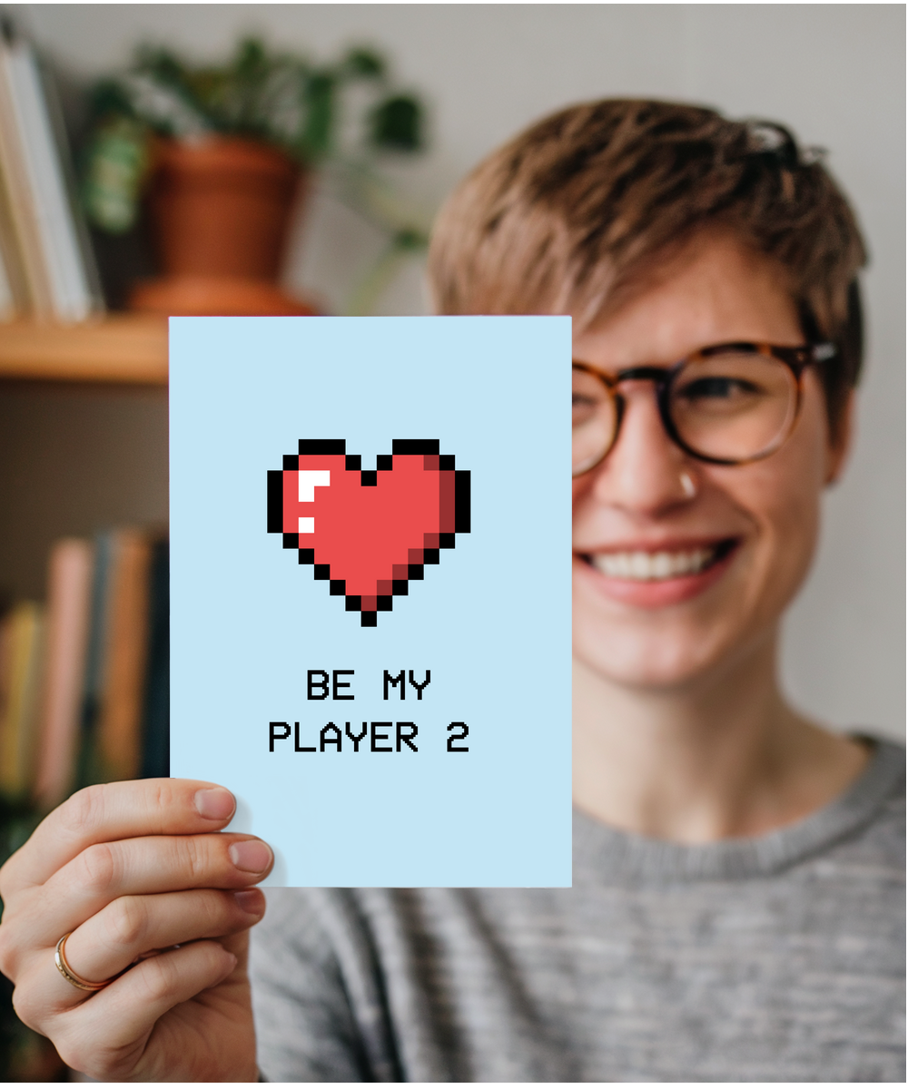 Valentines Card for Gamer Girlfriend Boyfriend Be My Player 2