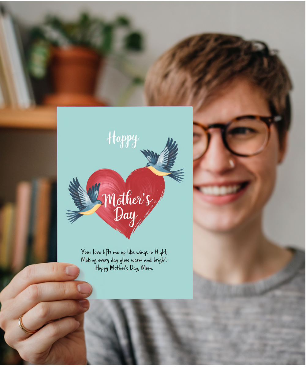 Happy Mother's Day Card Graceful Birds poem Traditional
