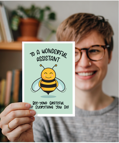 Teacher Thank You Card for Teaching Assistant Beyond Grateful Bee Pun