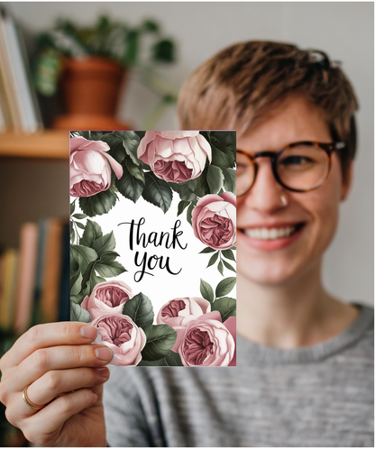 Thank You - Cabbage Roses and Foliage