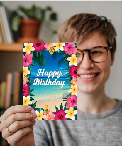 Tropical Flower Lei with Birthday Wishes