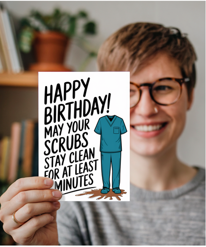 Nurse Birthday Card May Your Scrubs Stay Clean for at Least 5 Minutes